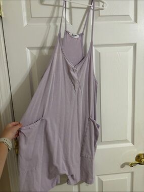 Lavender Sleeveless Romper with Pockets